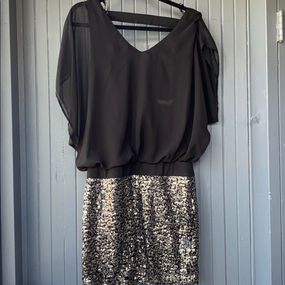 black top/ sequin skirt dress